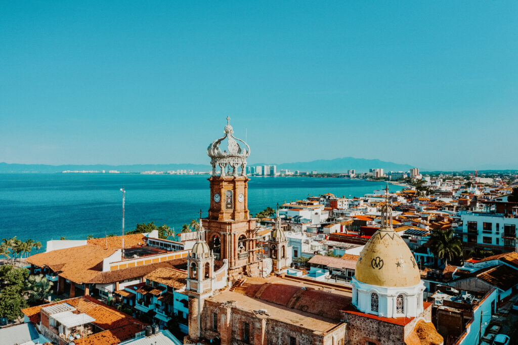 Puerto Vallarta Mexico view of church and bay
